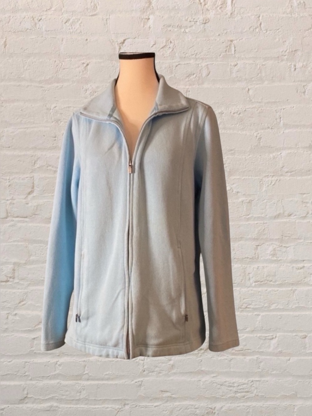 $10$ add on Lady Hathaway light blue cotton blend zip front jacket with pockets
